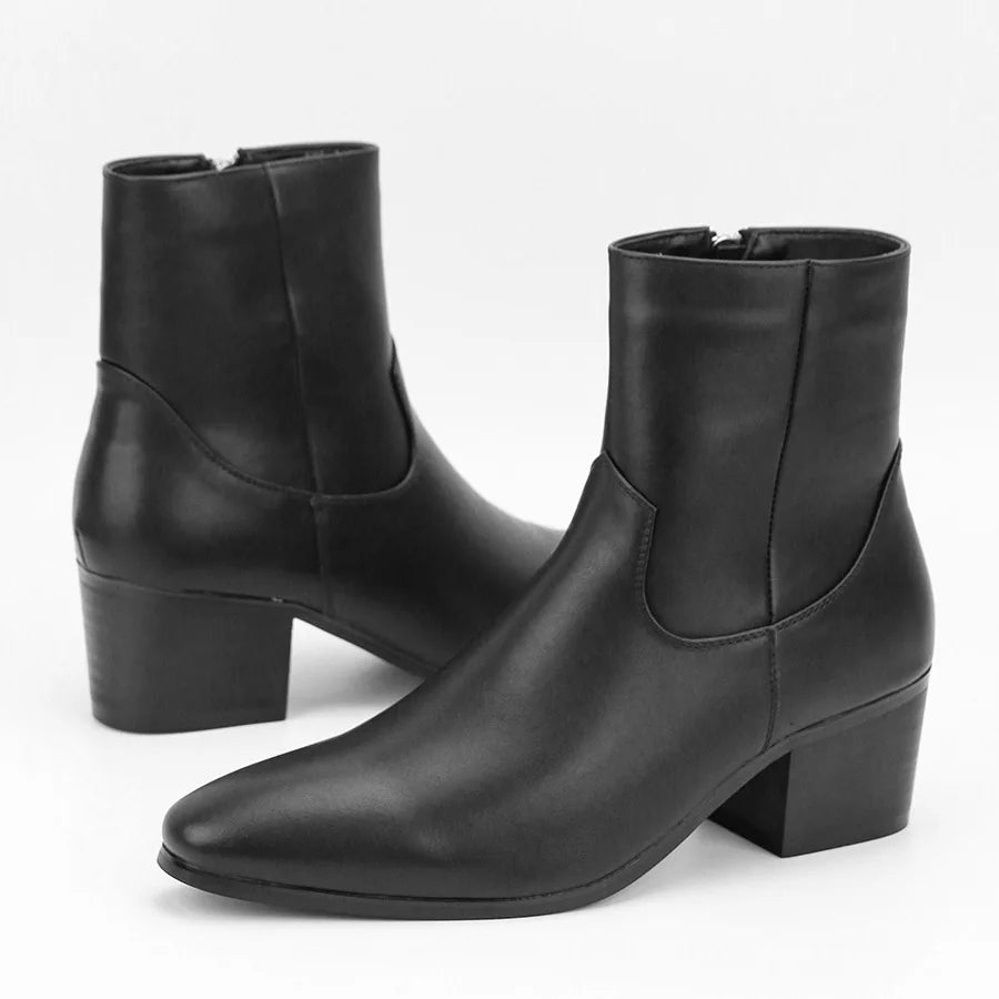 Men's Handmade Chunky Heel Motorcycle Ankle Boots | Zipper Motorcycle Ankle Boots Axl Black 44