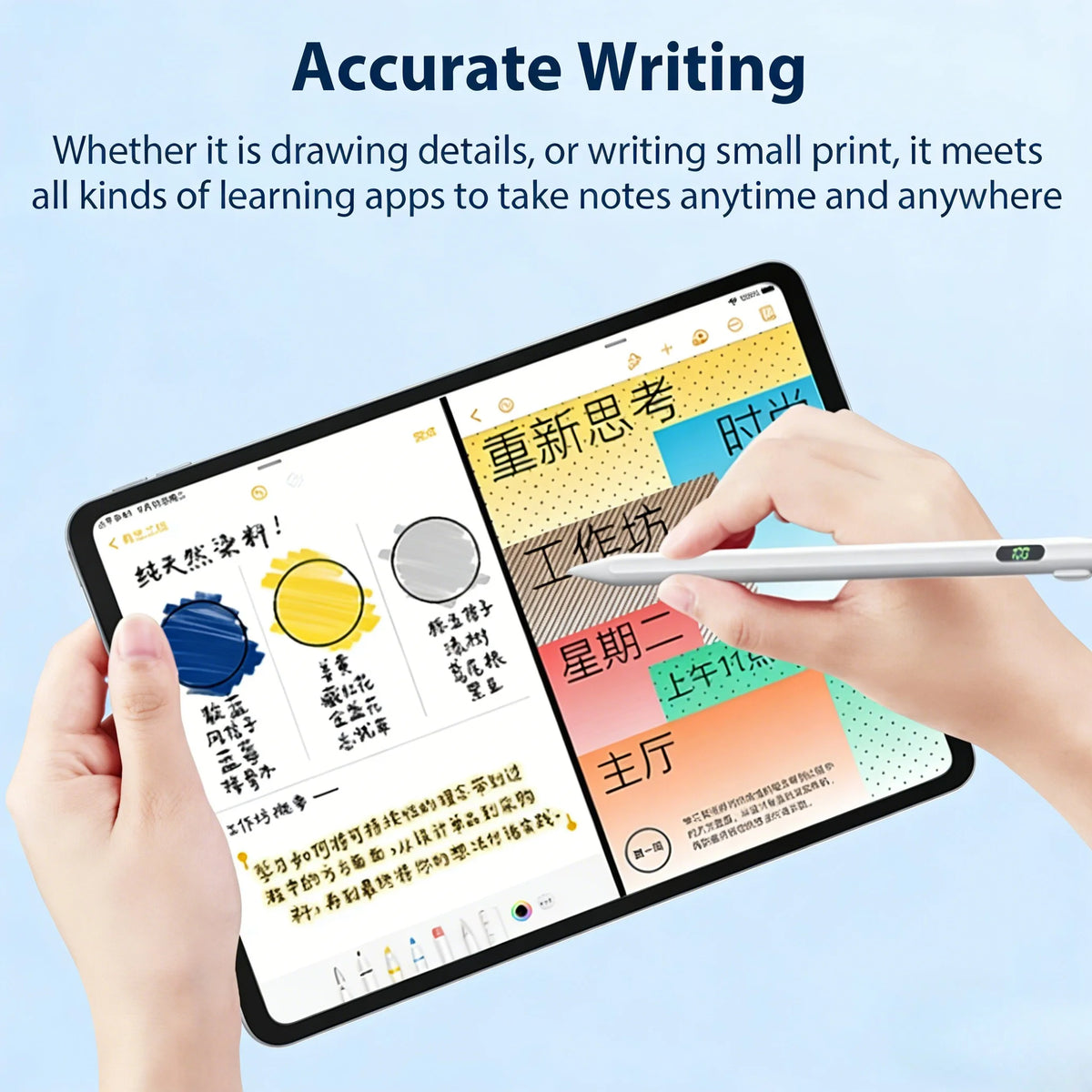 iPad Stylus Pen – LED Power, Palm Rejection, Tilt 2018–2025 iPad Stylus Pen Axl