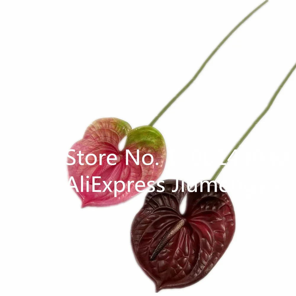 Burgundy Artificial Anthurium Stem 60cm | Faux Floral Branch Artificial Flower Stem Axl