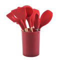 12-Piece Silicone Kitchen Utensil Set – Wooden Handles Silicone Utensil Set Axl Red-3367