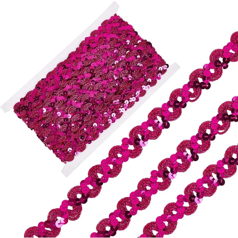 Crimson Wave Sequin Ribbon 17mm Paillette Trim – 12 Yards Sequin Trim Ribbon Axl