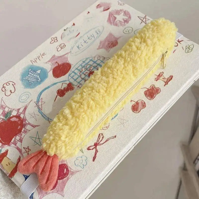 Cute Shrimp Tail Plush Pencil Case | Novelty Stationery Pouch Novelty Pencil Case Axl