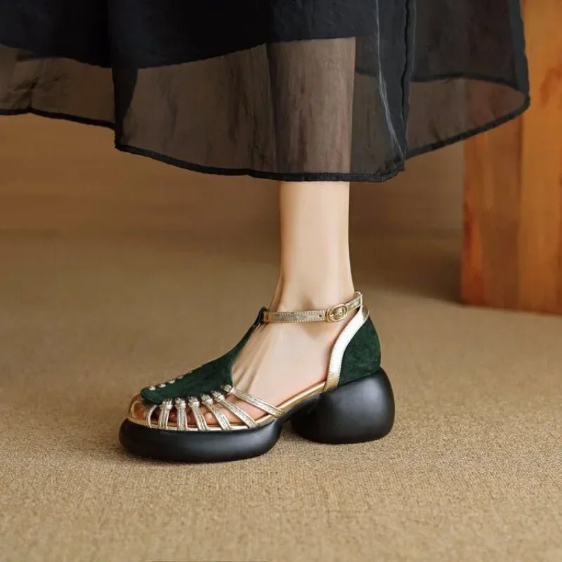 Women's Buckle Square Heel Sandals – Fashion Roman Summer Shoes Women's Sandals Axl