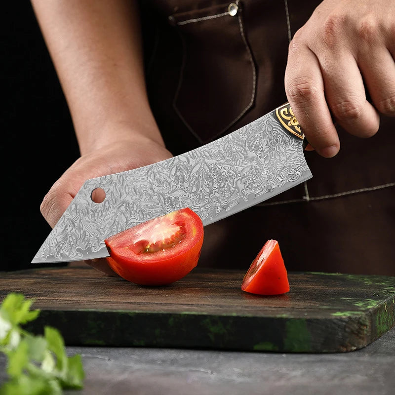 Damascus Steel Chef Knife – Wood Handle & Gift Box | InLeung Damascus Chef Knife Axl
