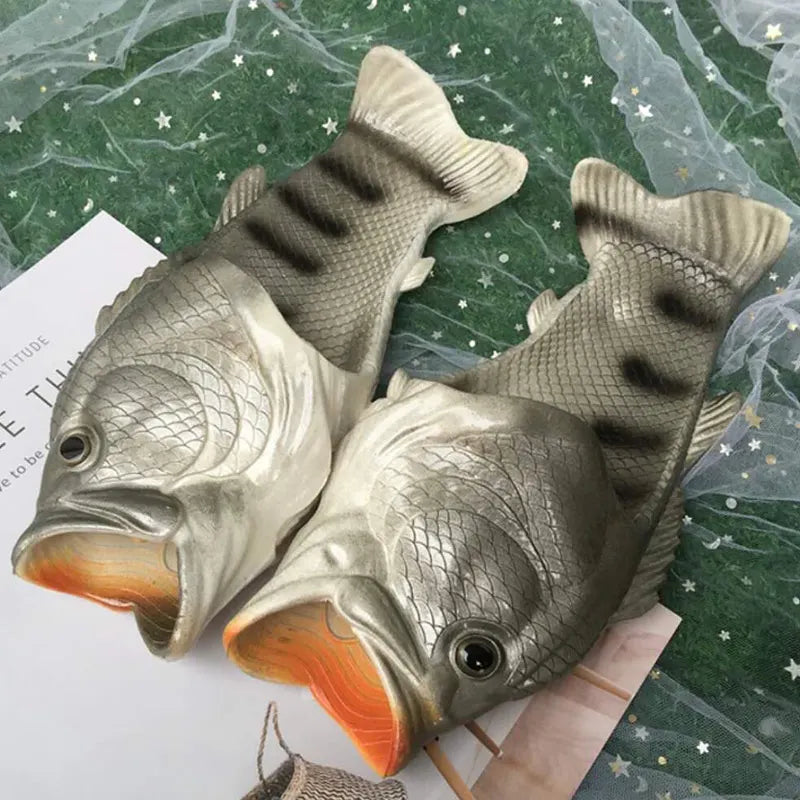 Lorilury Fish Slippers – Novelty Animal Flip Flops, Plus Size Novelty Slippers Axl Gray CN 36-37 foot 22.5cm