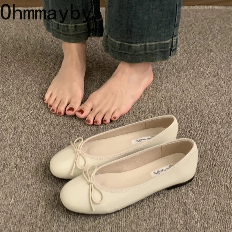 Women's Butterfly-Knot Ballet Flats – Slip-On Soft Sole Shoes Ballet Flats Axl