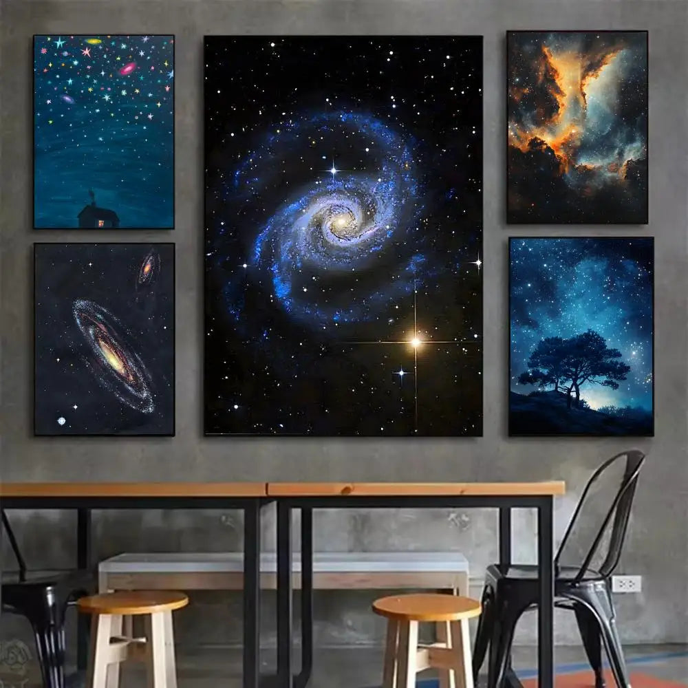 Galaxy Starry Sky Wall Art Poster Sticker | Modern Home Decor Wall Art Sticker Axl