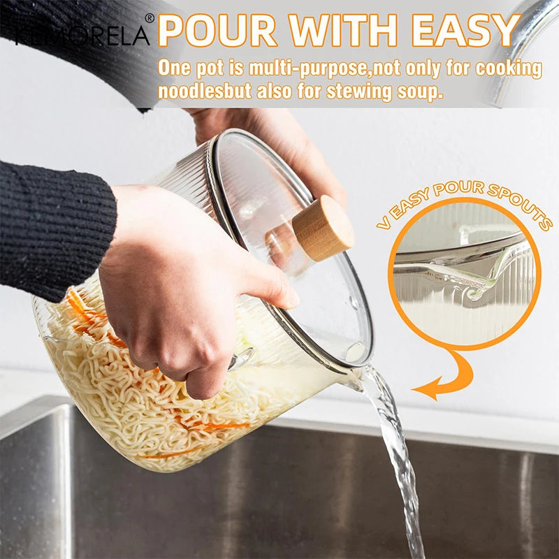 KEMORELA Clear Glass Saucepan with Lid – 1.8L & 2.3L Glass Saucepan Set Axl