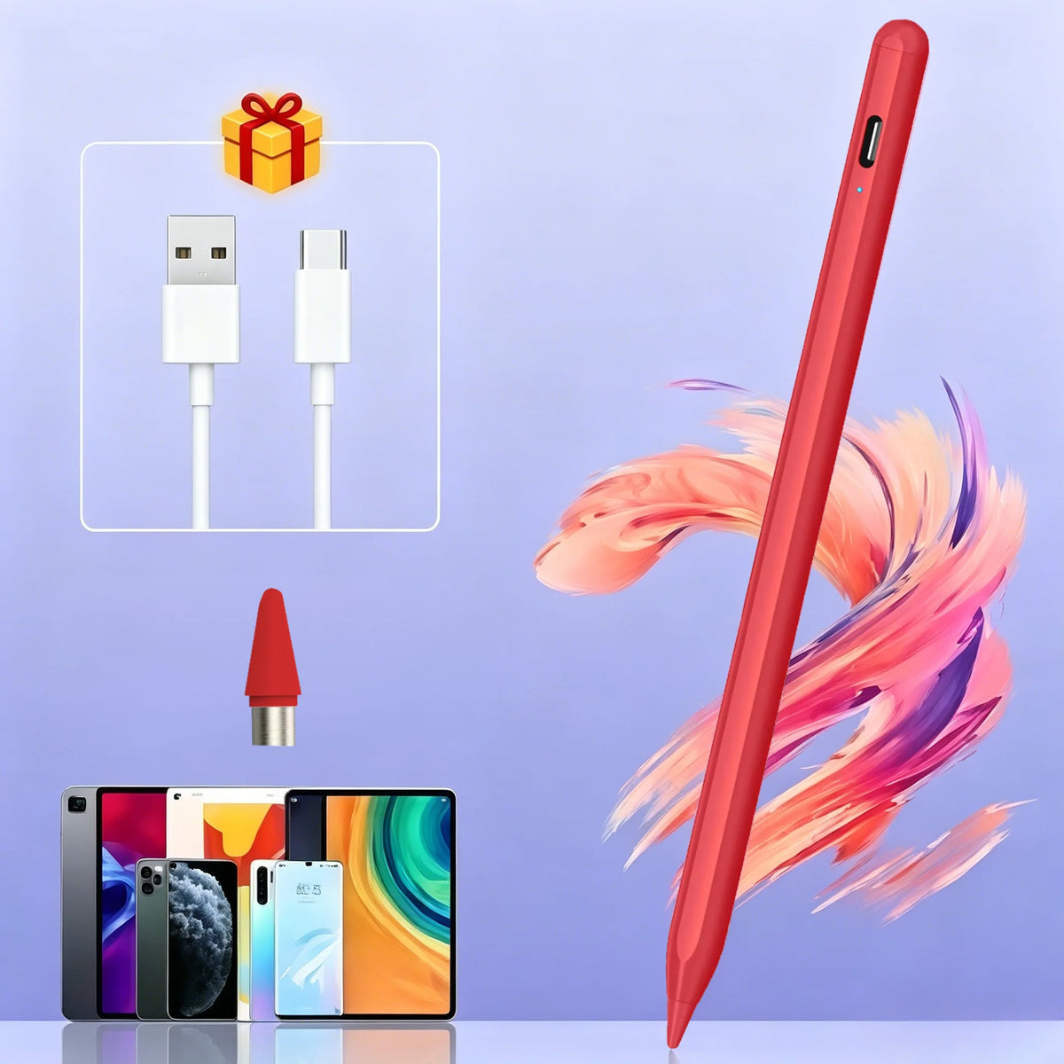 Universal Stylus Pen – Capacitive Touchscreen for iOS & Android Touchscreen Stylus Pen Axl ZP1-red-1nib