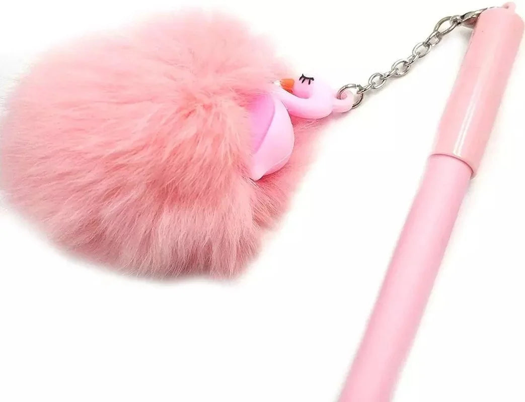 Pink Flamingo Plush Gel Pen – Kawaii School Writing Pen for Girls Novelty Gel Pen Axl