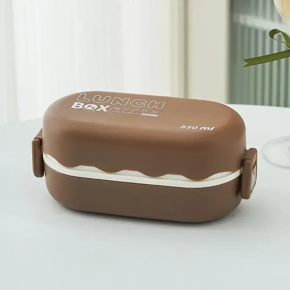 Kids Stackable Bento Lunch Box | Microwave Safe, BPA-Free, 850ml Bento Lunch Box Axl Dark Coffee 2 850ml