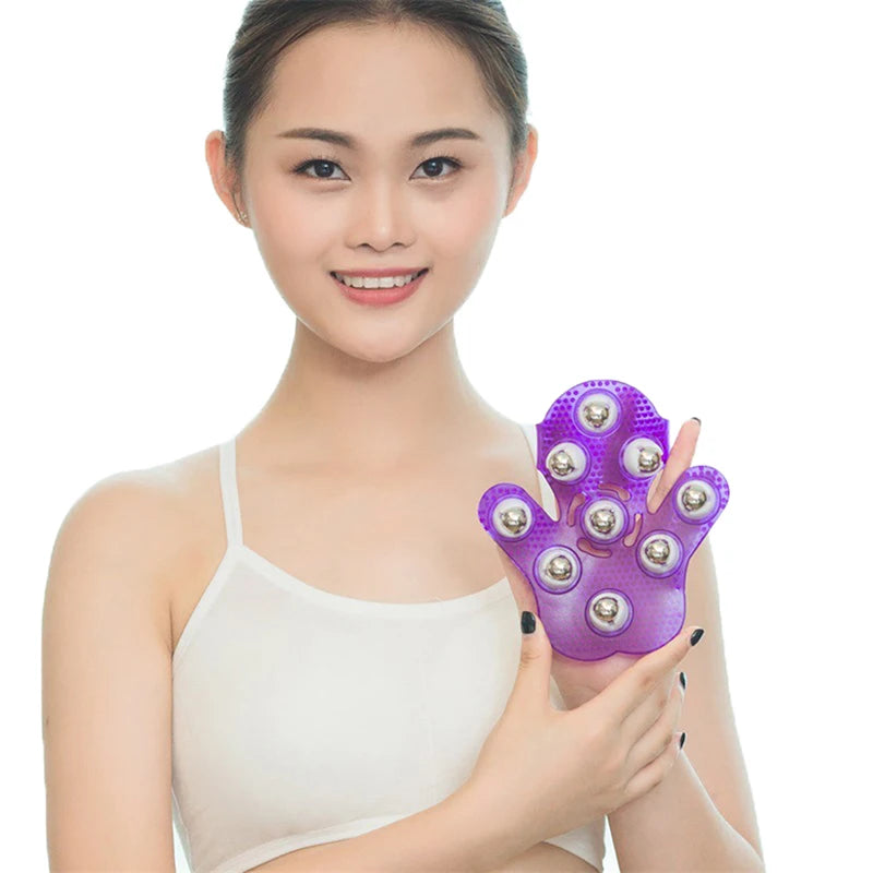 Palm Massage Glove – 9 Metal Roller Balls, 360° Body Massager Body Massage Glove Axl