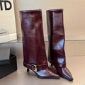 Women's Pointed Toe Thigh-High Boots | Slim Heel Slip-On Thigh-High Boots Axl red 42