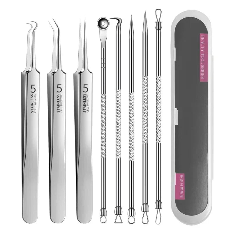 Ultra-Fine Blackhead Remover Tweezer & Acne Clip Tool Blackhead Remover Tool Axl 8pcs set-6325