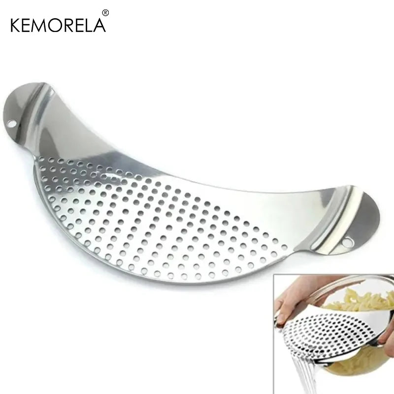Stainless Steel Pot Side Strainer & Pan Drainer | KEMORELA Kitchen Strainer Axl