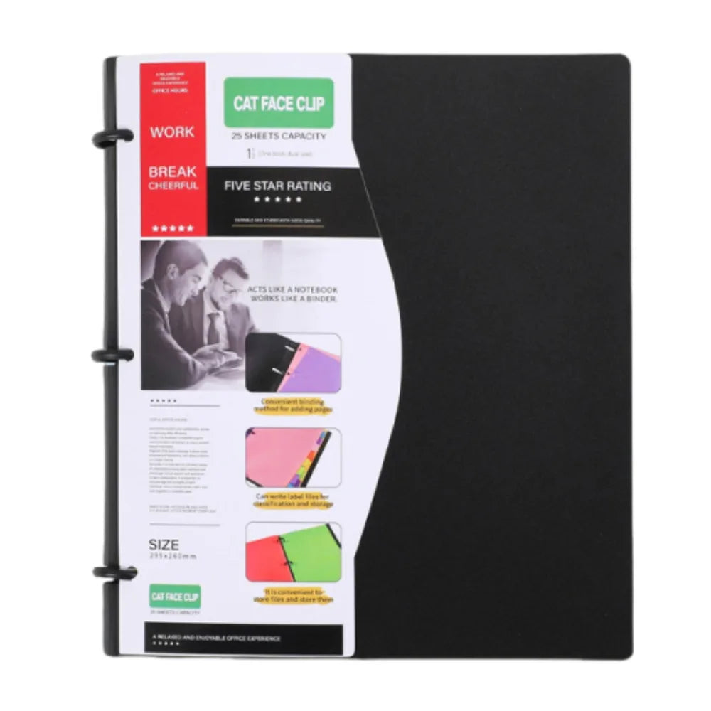 3-Ring Waterproof Loose-Leaf Binder Folder + 200 Lined Sheets Loose-Leaf Binder Axl Only Black Shell A