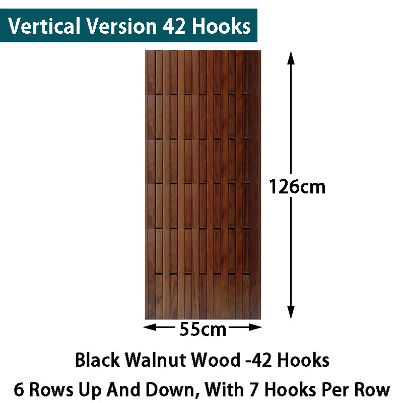Solid Wood Wall-Mounted Coat Rack – Piano Key Hook Design Wall-Mounted Coat Rack Axl Walnut 55X126CM