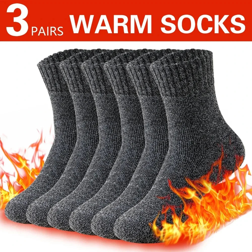 3 Pairs Men's Thermal Wool Socks – Hiking & Winter Snow Thermal Winter Socks Axl 3 black-HG875 others