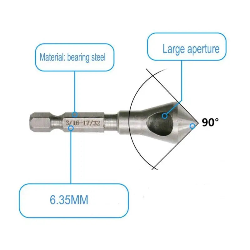 3-Piece HSS Countersink Bit Set – Chamfer & Deburring Drill Countersink Drill Bits Axl