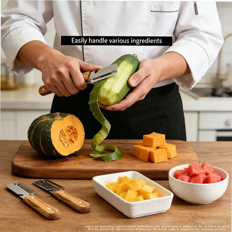 Stainless Steel Vegetable Peeler with Bottle Opener & Wood Handle Vegetable Peeler Axl