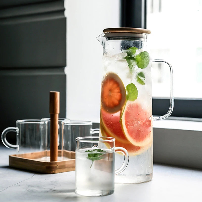 KEMORELA Glass Kettle 1L/1.5L – Bamboo Lid & BPA-Free Filter Glass Kettle Jug Axl