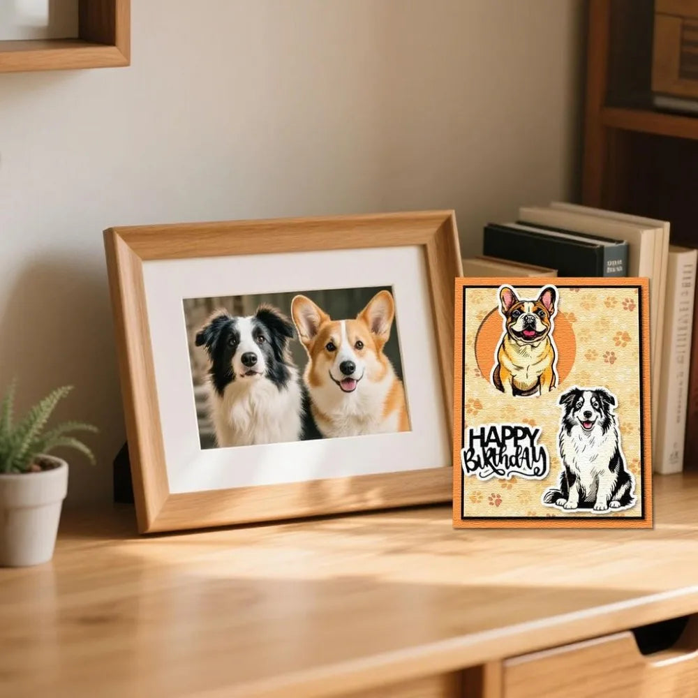 Dog Clear Stamp & Cutting Dies Set – 10 Breeds Card Making Stamp & Die Cut Set Axl