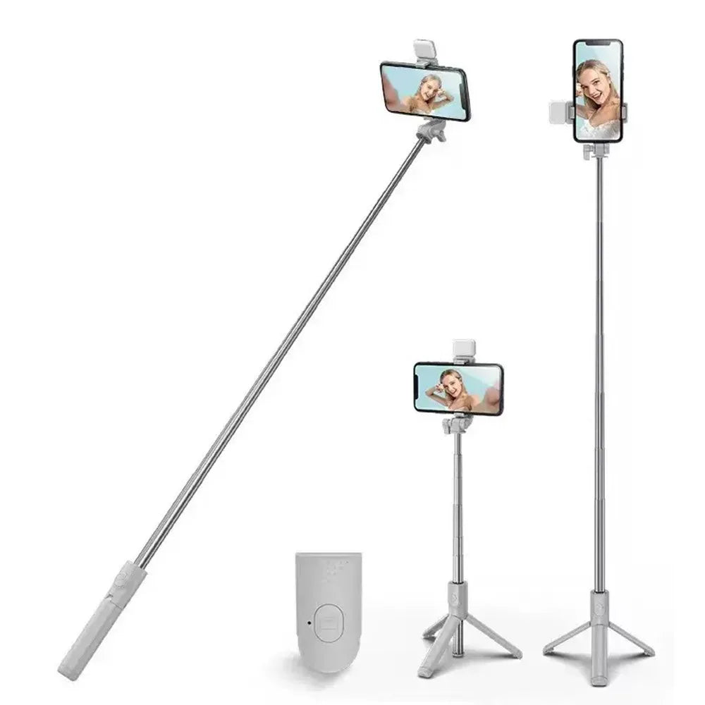 Selfie Stick with Fill Light & Live Streaming Phone Holder Selfie Stick Tripod Axl 1m-White Fill Light