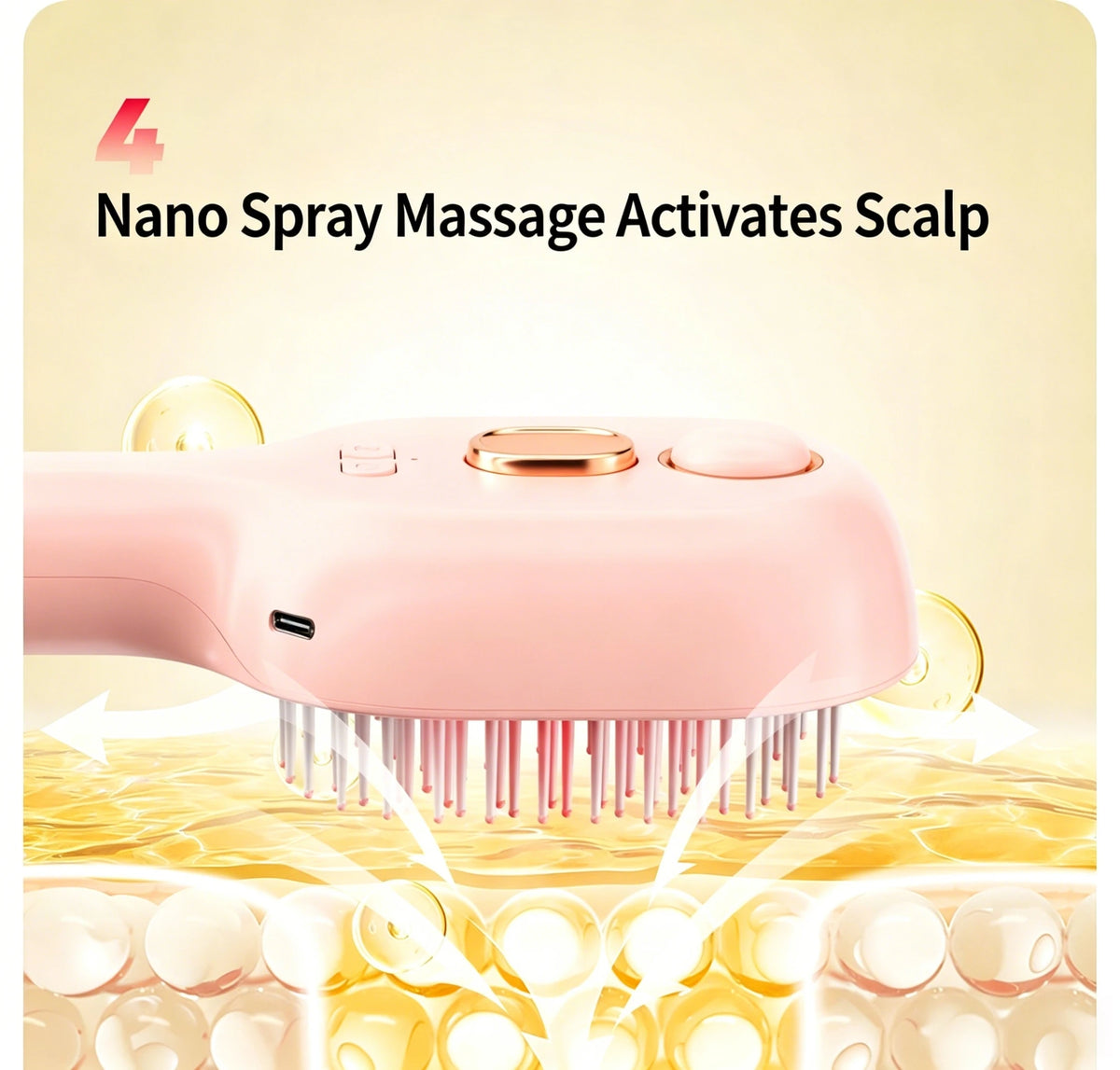 Electric Steam Hair Brush – Rechargeable Detangling Scalp Massager Electric Hair Brush Axl pink