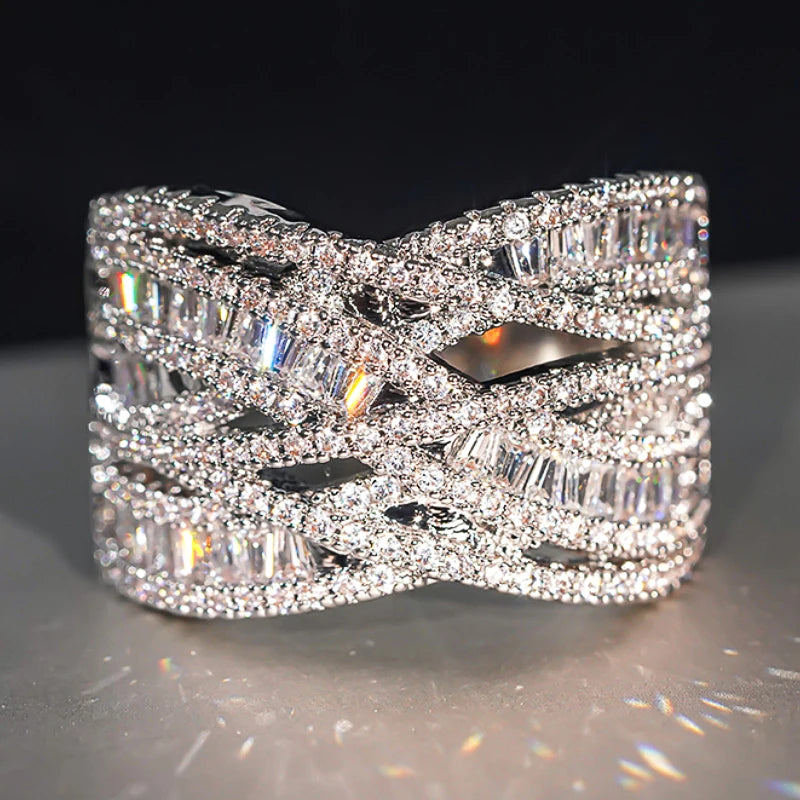 Huitan Cross Finger Ring – Silver Cubic Zirconia Fashion Ring Fashion Ring Axl DJ129 10