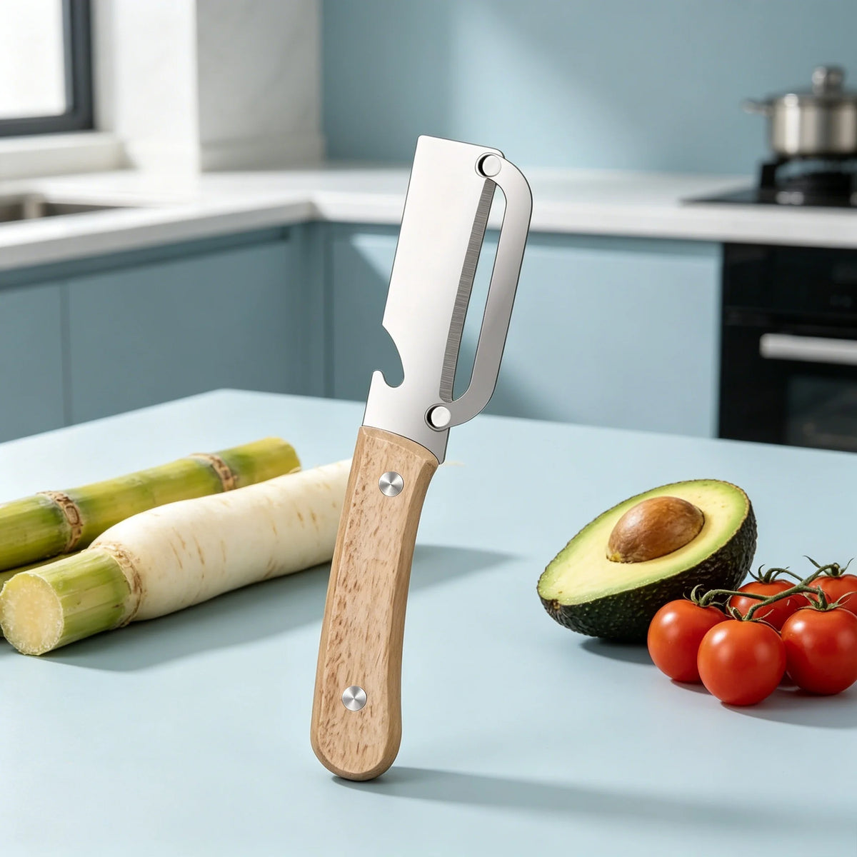 Stainless Steel Vegetable & Fruit Peeler – Sharp Wood Handle Vegetable Peeler Axl