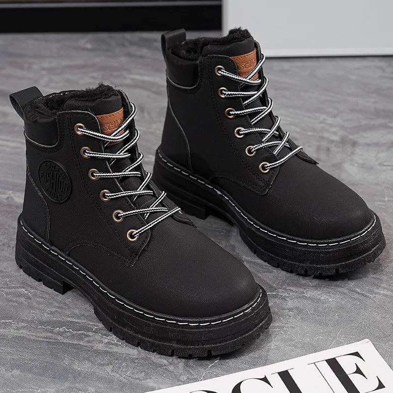 Women's High-Top Lace-Up Ankle Boots – Warm Thick Sole Winter Women's Ankle Boots Axl