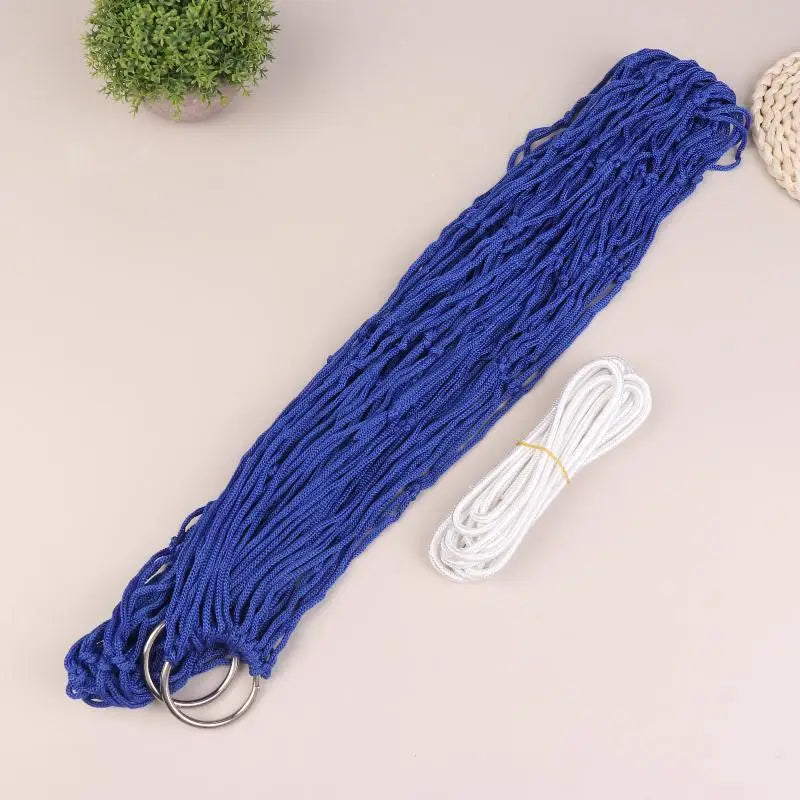 Single Nylon Mesh Camping Hammock – Lightweight Hanging Swing Camping Hammock Axl Blue