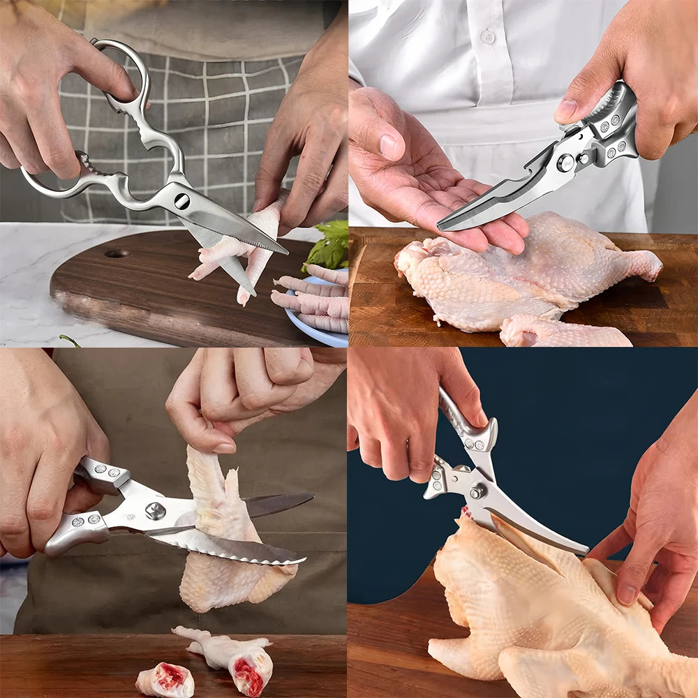 Stainless Steel Kitchen Scissors – BBQ Meat & Bone Cutter Set Kitchen Scissors Set Axl