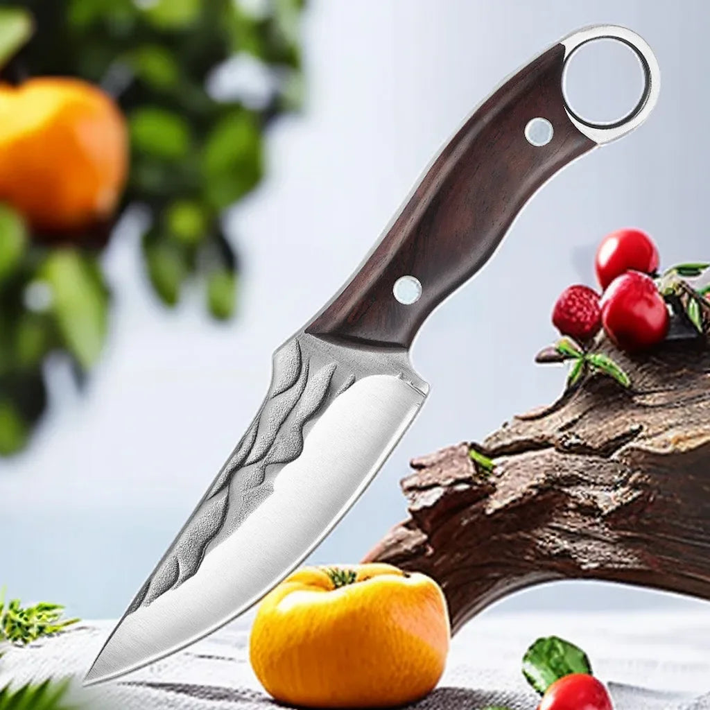 Hand-Forged High-Manganese Steel Kitchen Knife – Wood Handle Kitchen Knife Axl