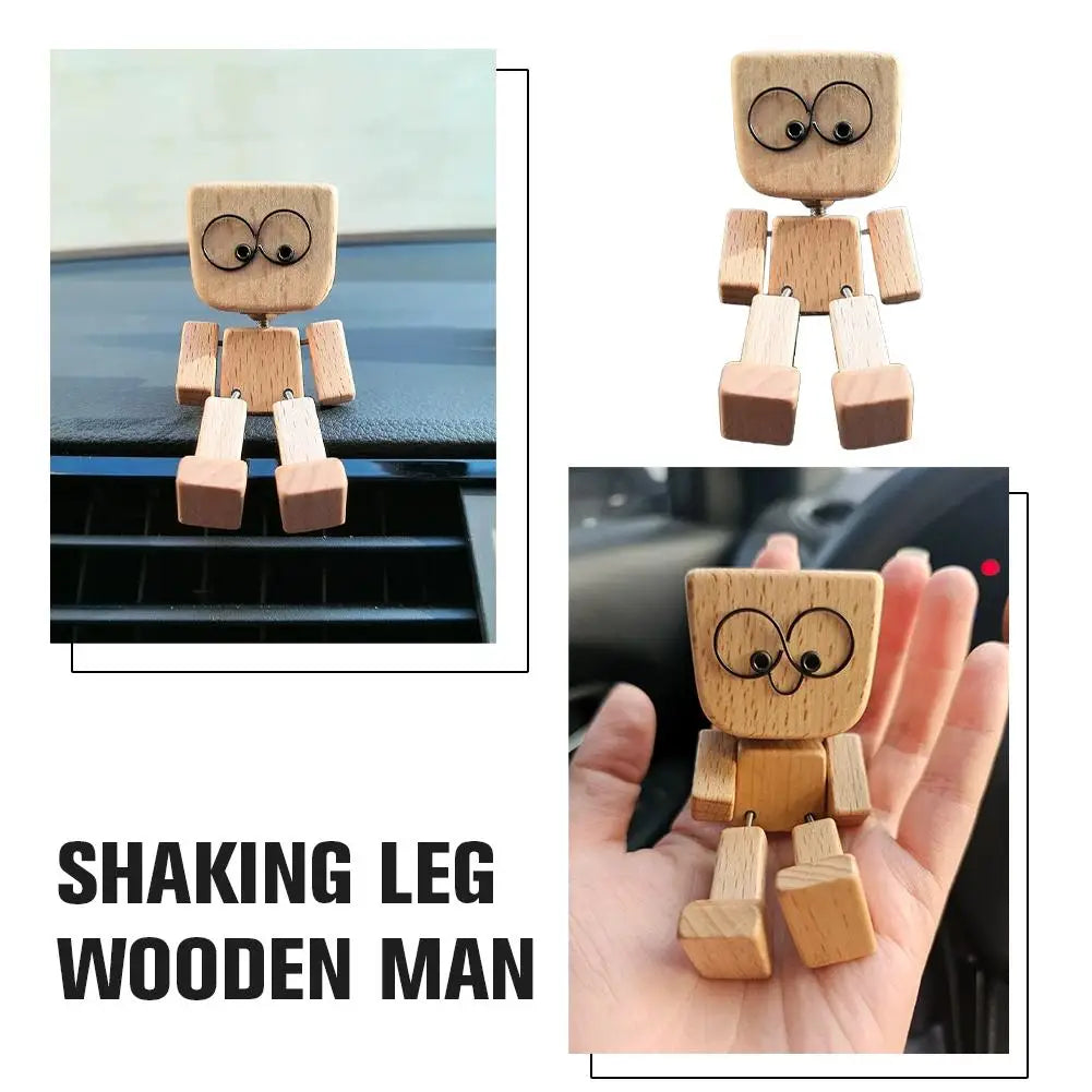 Shaking Wooden Man Figurine – Funny Car Dashboard Ornament Novelty Desk Figurine Axl