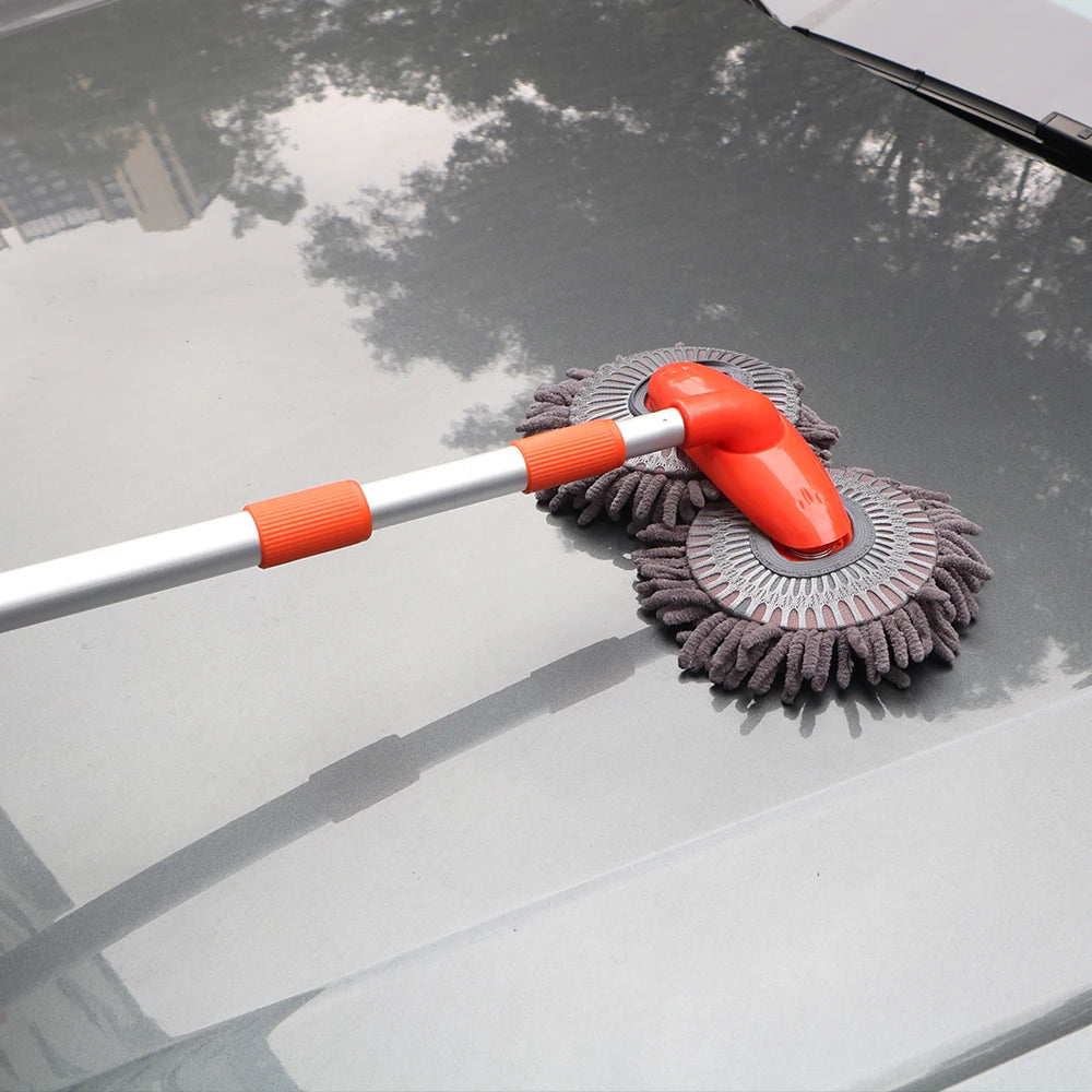 Telescopic Car Wash Mop – Dual Chenille Head 360° Rotating Car Wash Mop Axl
