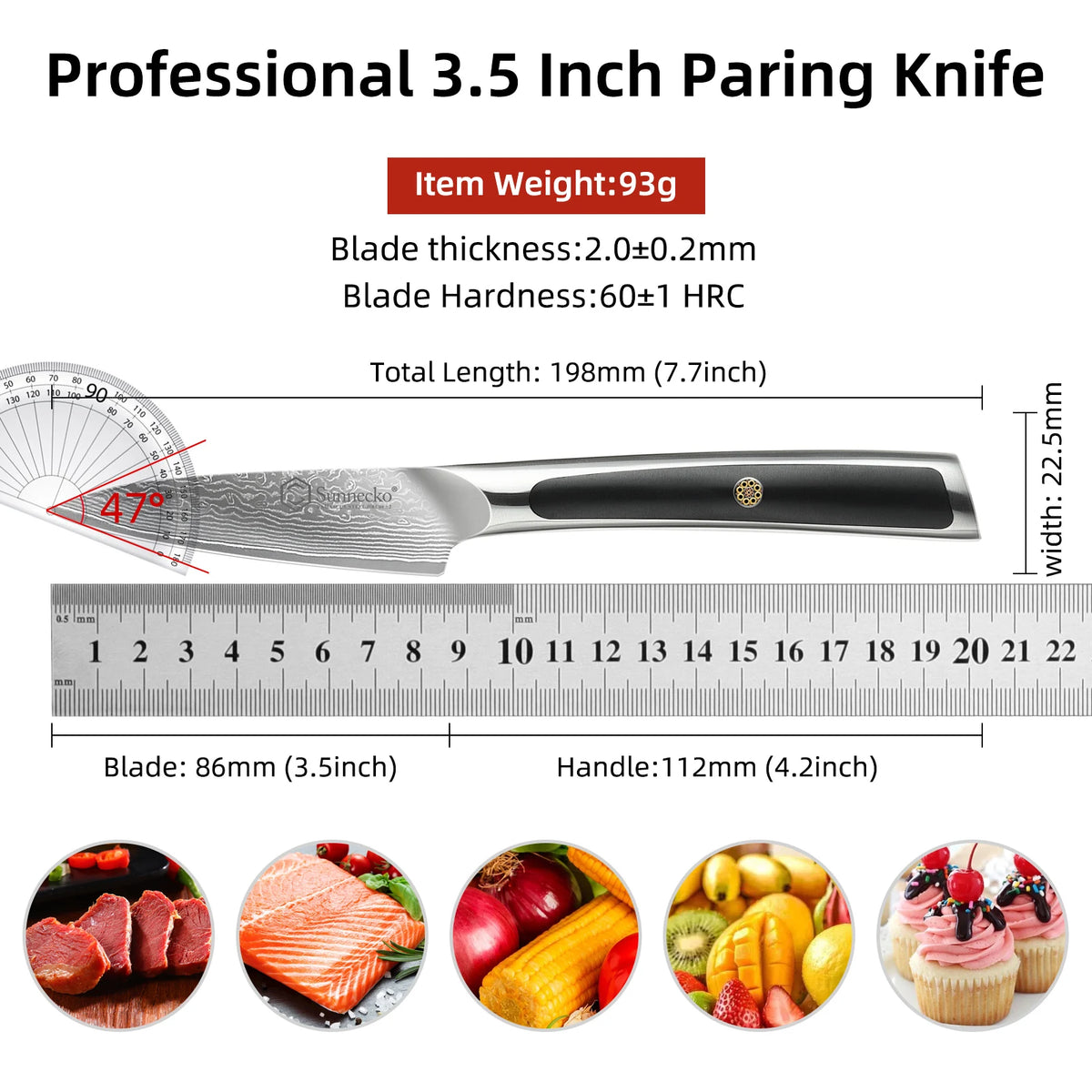 Sunnecko 3.5" Damascus Steel Paring Knife – 67-Layer Sharp Damascus Paring Knife Axl