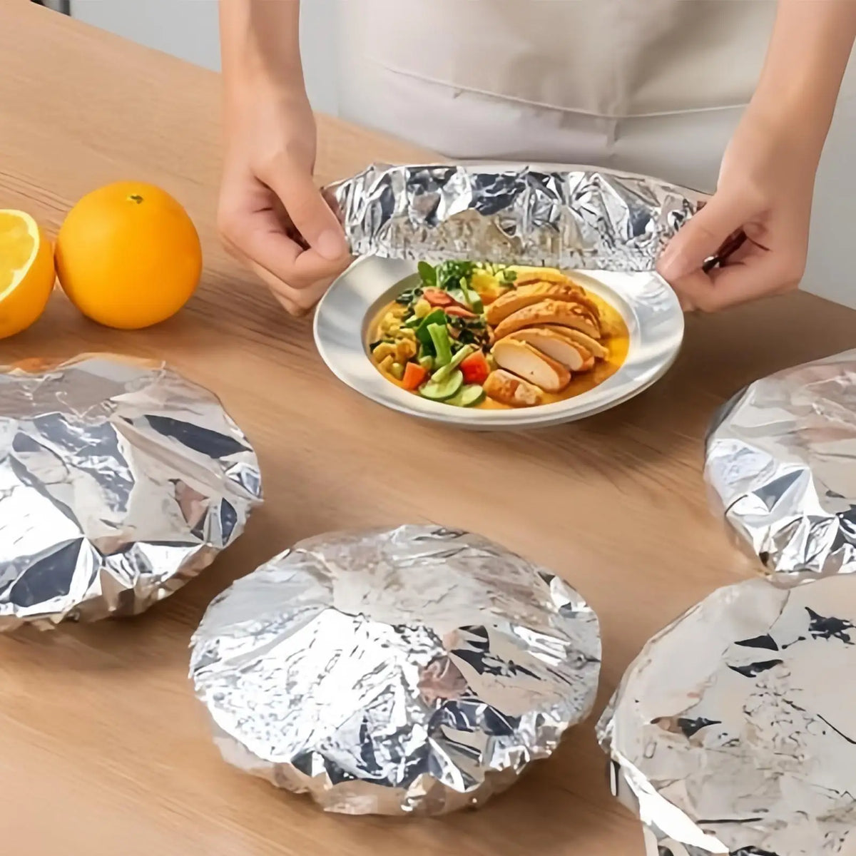 10-Pack Aluminum Foil Food Covers – Reusable Stretch Plate Lids Food Cover Set Axl