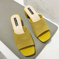 Women's Open Toe Block Heel Mule Sandals – Soft Slide Slippers Mule Slide Sandals Axl YELLOW 38