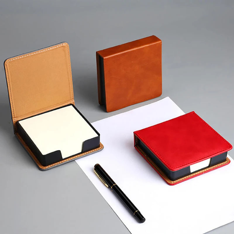 3D Brick PU Leather Sticky Note Holder – 180 Pages Desk Organizer Sticky Note Holder Axl