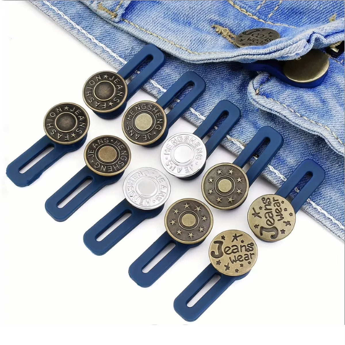 Metal Jeans Button Extenders – No-Sew Waist Buckle Kit 5/10 Pcs Button Extender Kit Axl 10pcs