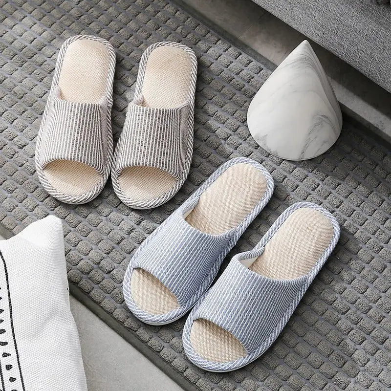 Linen House Slippers – Unisex Indoor & Outdoor Slides House Slippers Axl