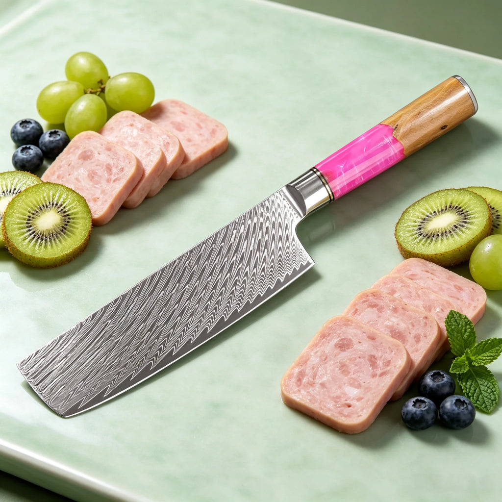 Damascus Steel Nakiri Knife – Sharp Vegetable & Slicing Knife Damascus Kitchen Knife Axl