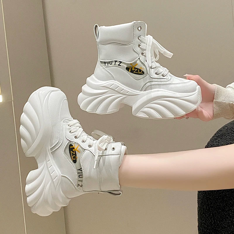Women's Platform Wedge Ankle Boots – 8CM Lace-Up Style Platform Ankle Boots Axl
