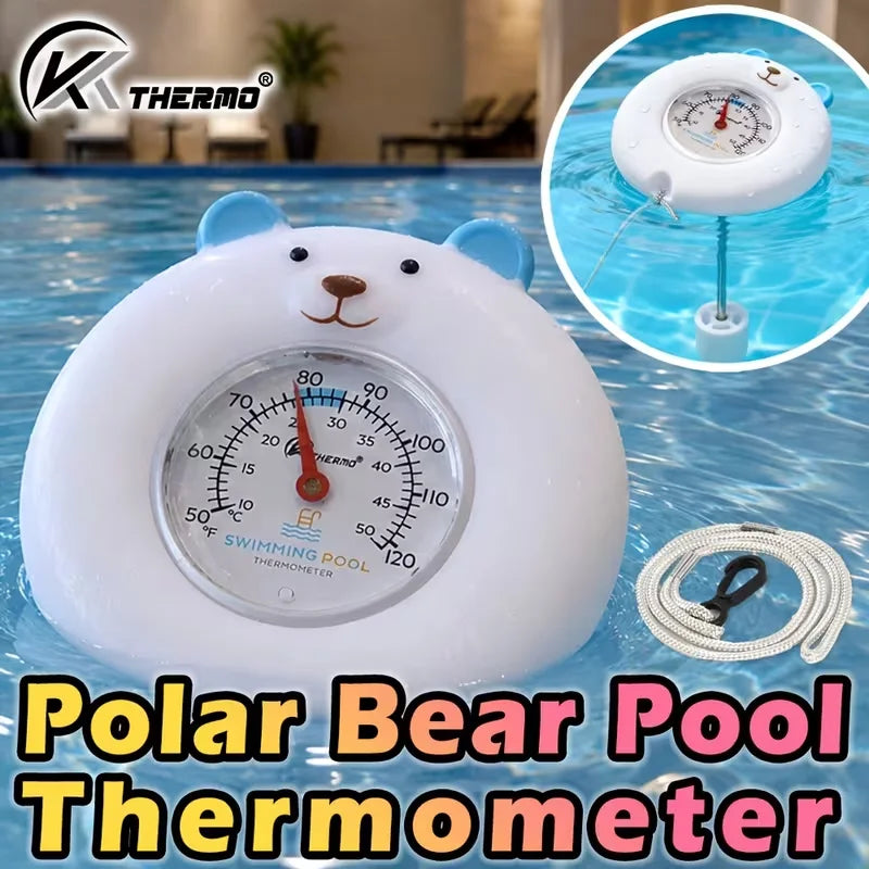 KT THERMO White Bear Floating Pool Thermometer | Battery-Free Floating Pool Thermometer Axl