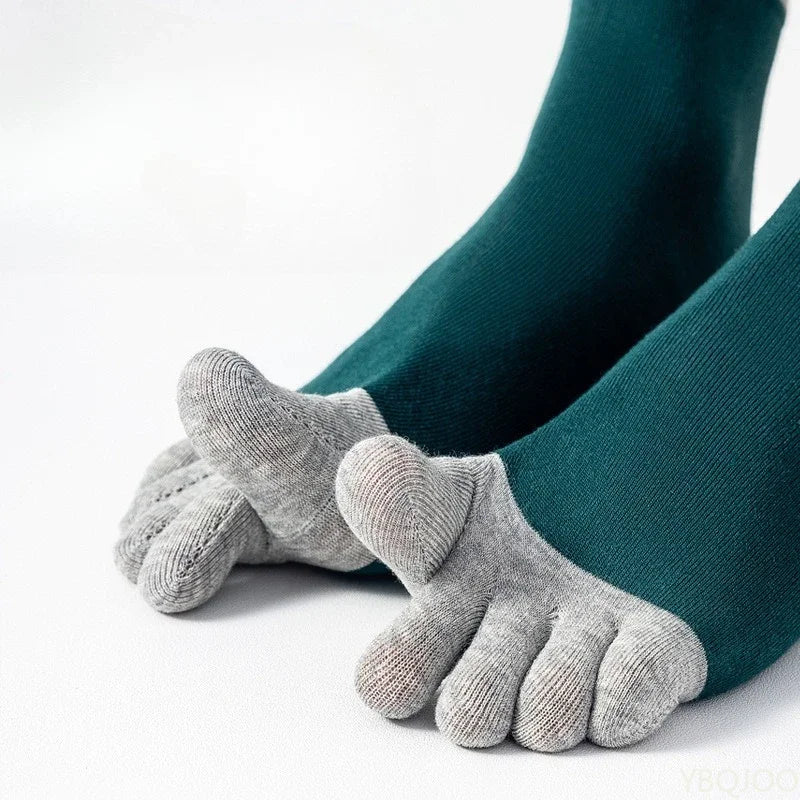 Men's Cotton Split Toe Socks – 5 Pairs Mid-Calf Five Finger Five Finger Socks Axl