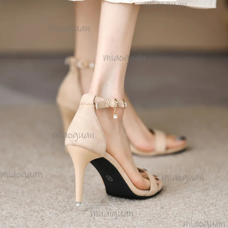 Women's Pearl Ankle Strap Stiletto Sandals – Party High Heels Stiletto Heel Sandals Axl