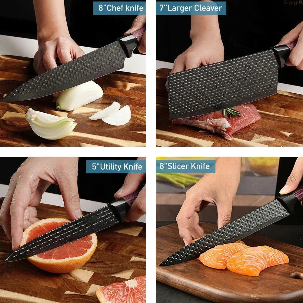 6-Piece Stainless Steel Kitchen Knife Set – Diamond Pattern Kitchen Knife Set Axl