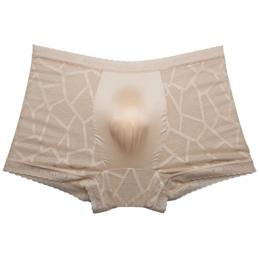 Men's Ice Silk Boxer Briefs – Mesh Quick-Dry Underwear Men's Boxer Briefs Axl Apricot-XL
