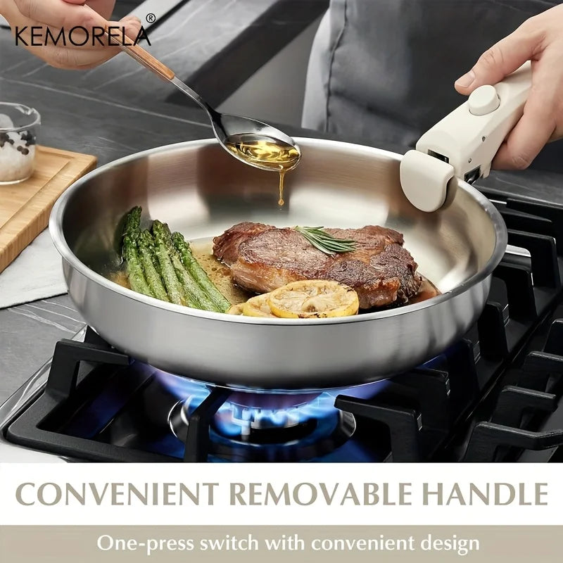 KEMORELA 4-Pc Stainless Steel Cookware Set – Detachable Handle Cookware Set Axl